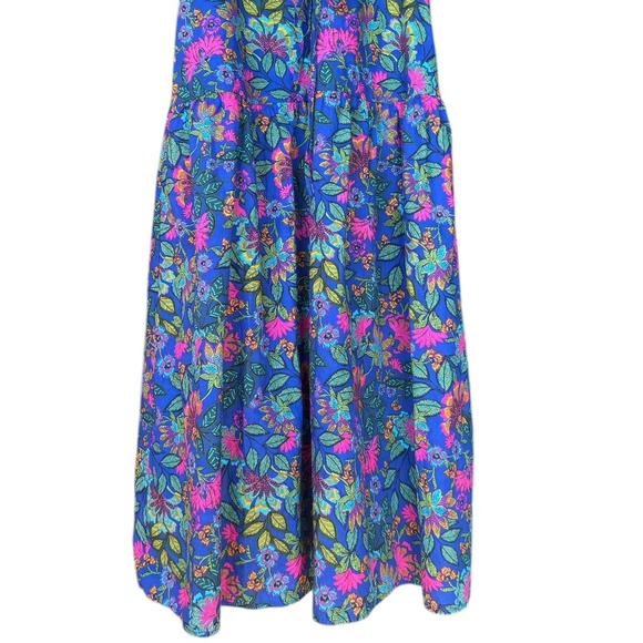 Baltic Born Blue and Pink Floral Short Sleeve Midi Dress Sz M - Picture 4 of 9